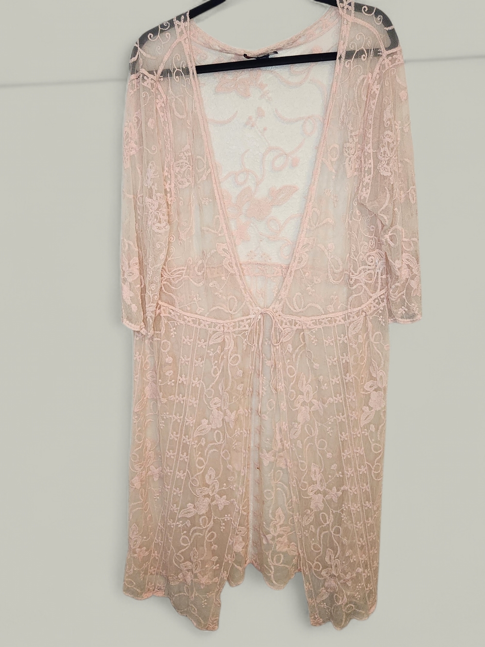 Indigo Poppy pink Lace Kimono wrap Duster Cover Up Size L XL m51-0021a-e